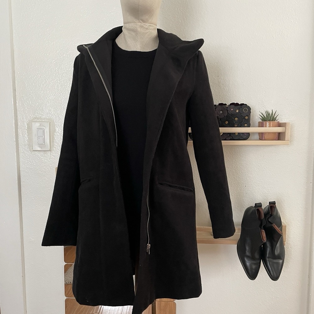 Lulus Brushed Heavy Knit Jacket Coat Zip Up Black XS